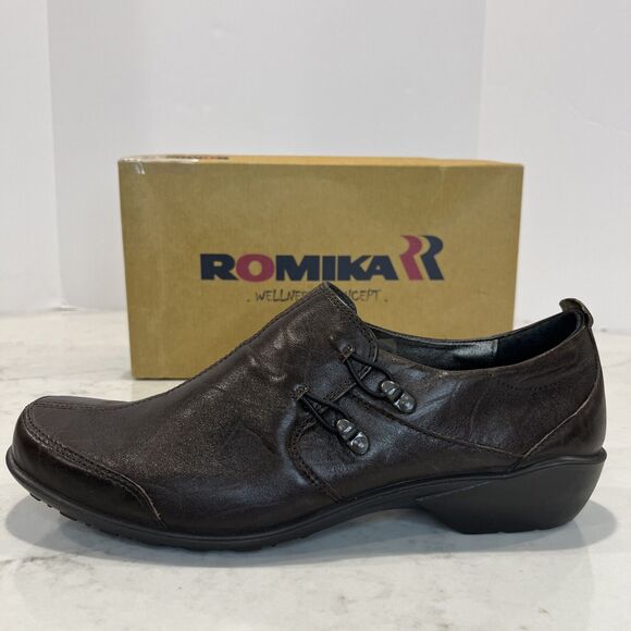 Romika NEW Shoes Citylight Brown Leather Slip On Comfort Casual Loafers EU43 12 - Picture 5 of 15